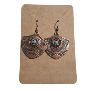 Bohemian Copper Dangle Earrings Blue Center Beach Core Women Gift Boho New Party